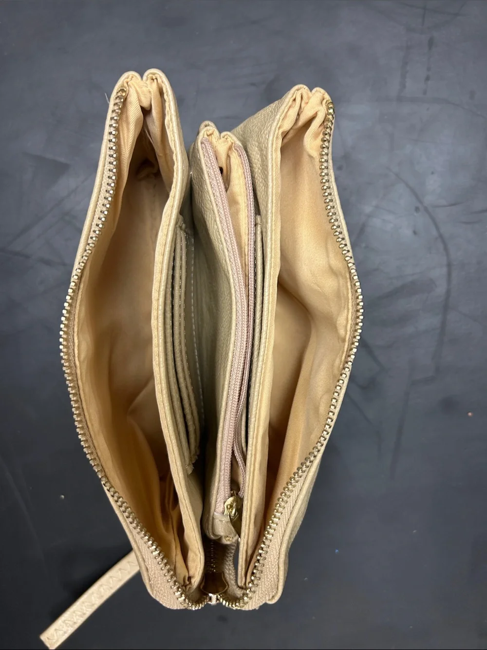 Beige Faux Leather Wristlet Clutch - Neutral Everyday Purse